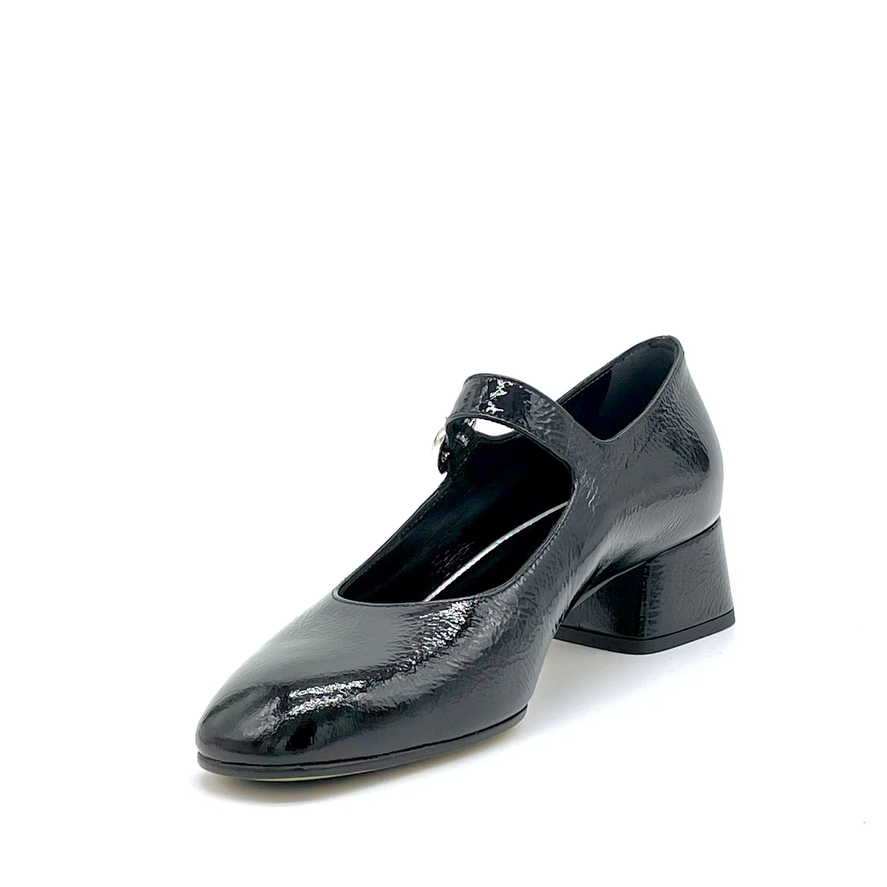 Mary Jane in vernice effetto stropicciato nero – Cod. 55527