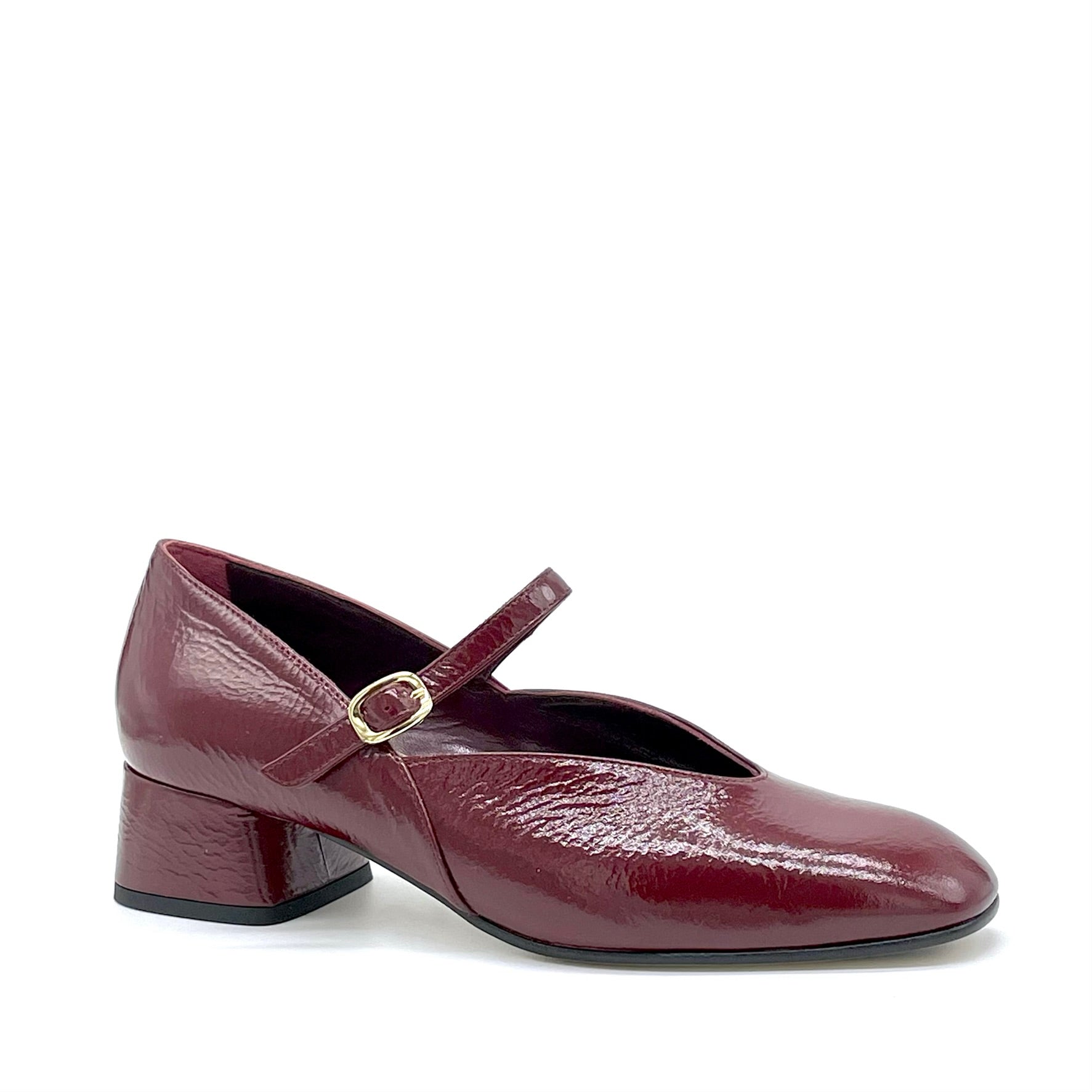 Mary Jane in vernice effetto stropicciato bordeaux – Cod. 55528