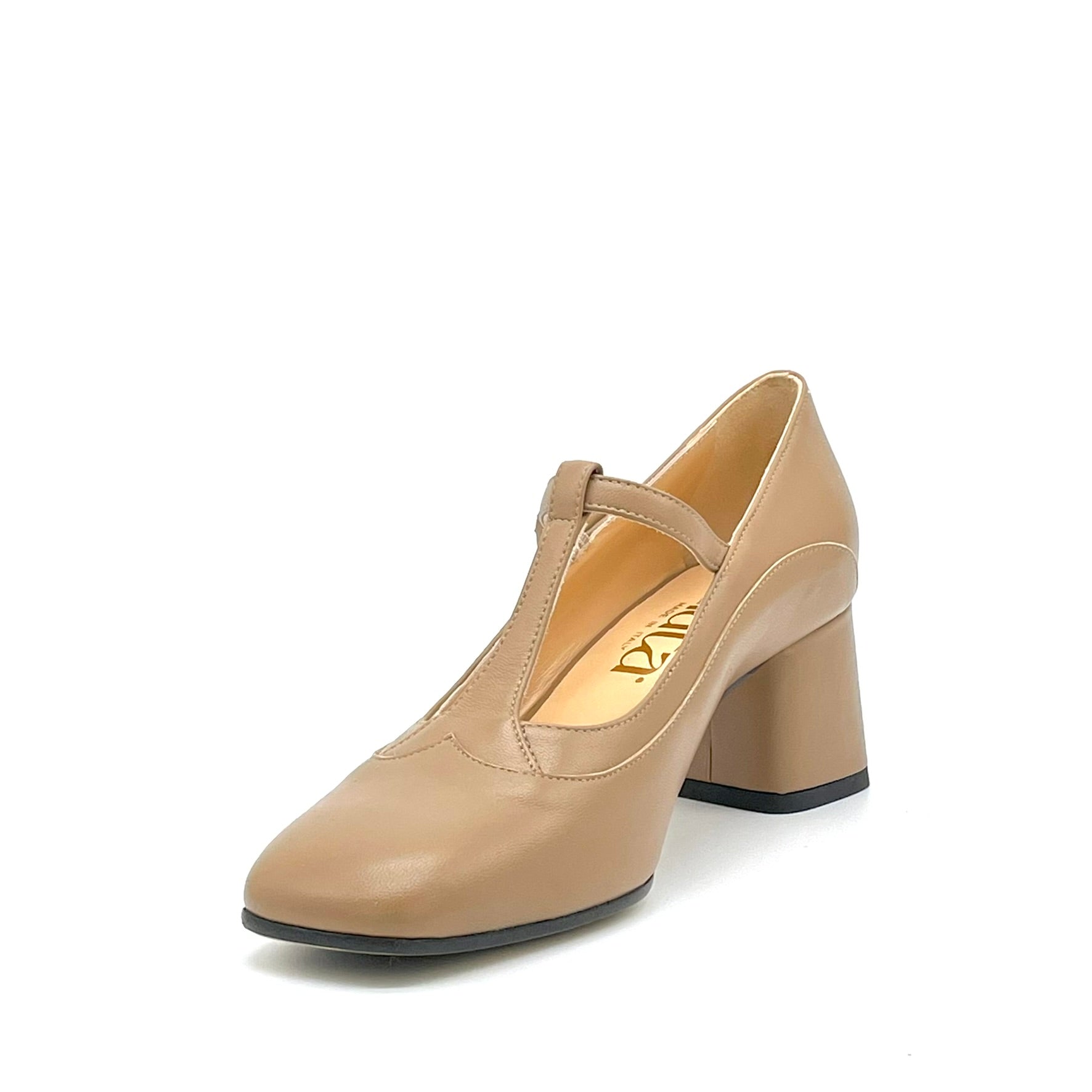 T-bar in pelle color nocciola -  Cod. 55519-1