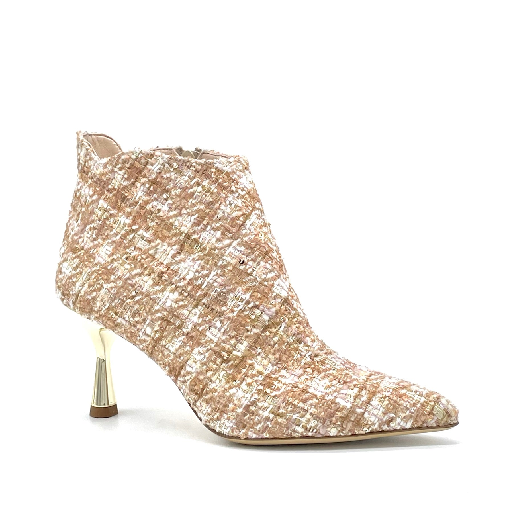 Ivory and caramel tweed fabric ankleboots – Cod. 55532