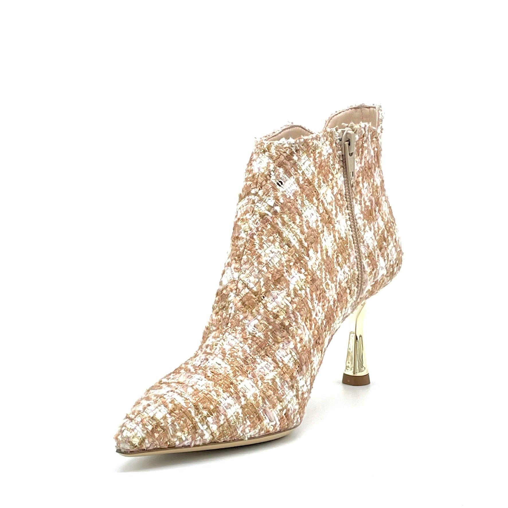 Ivory and caramel tweed fabric ankleboots – Cod. 55532