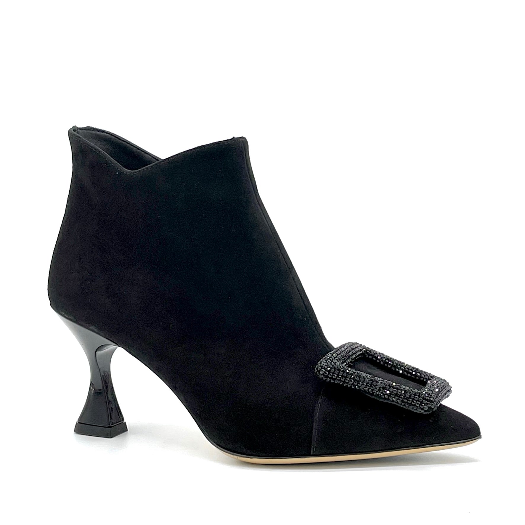 Black suede ankleboots with jewel buckle – Cod. 55533