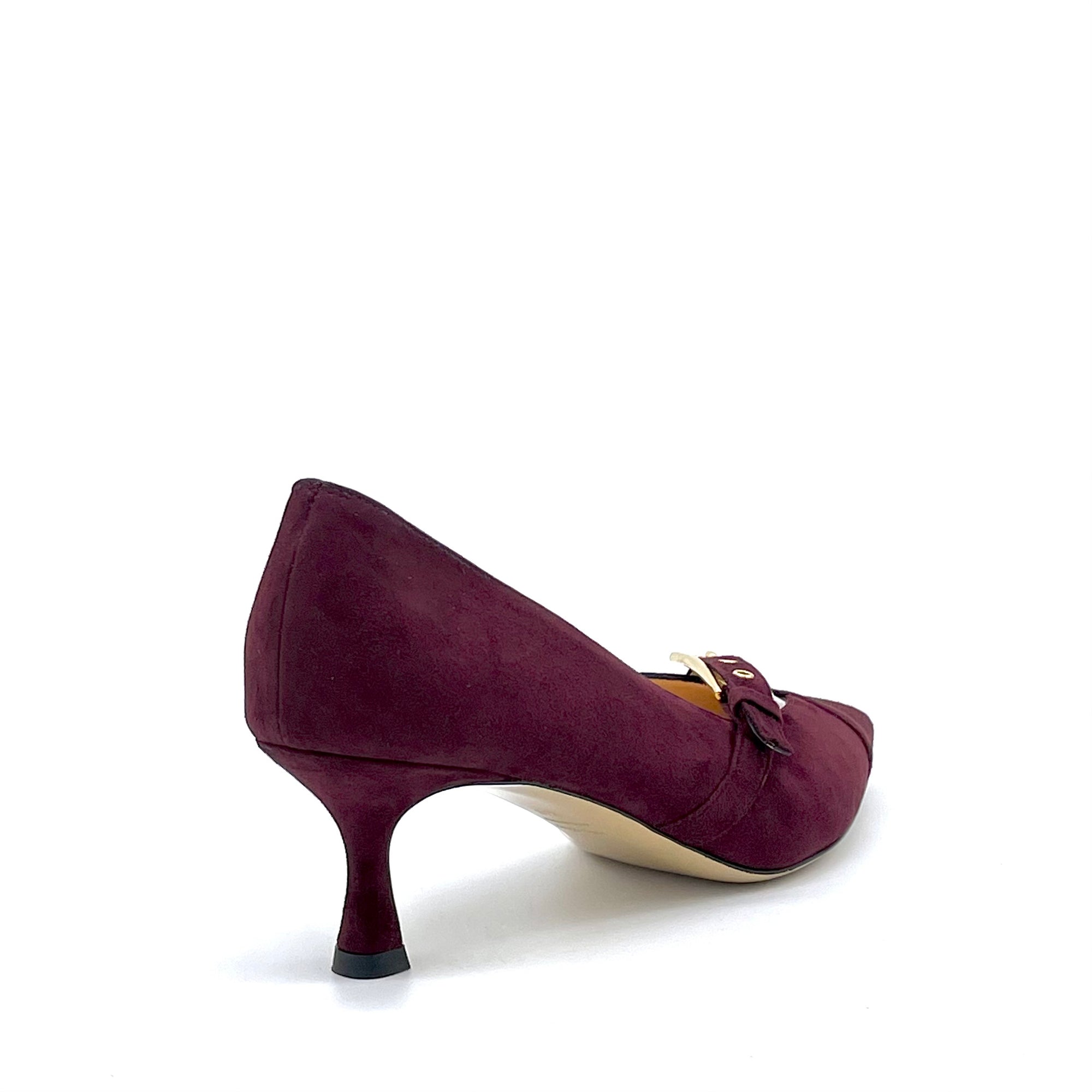 Burgundy suede pump with gold buckle – Cod. 55503_2