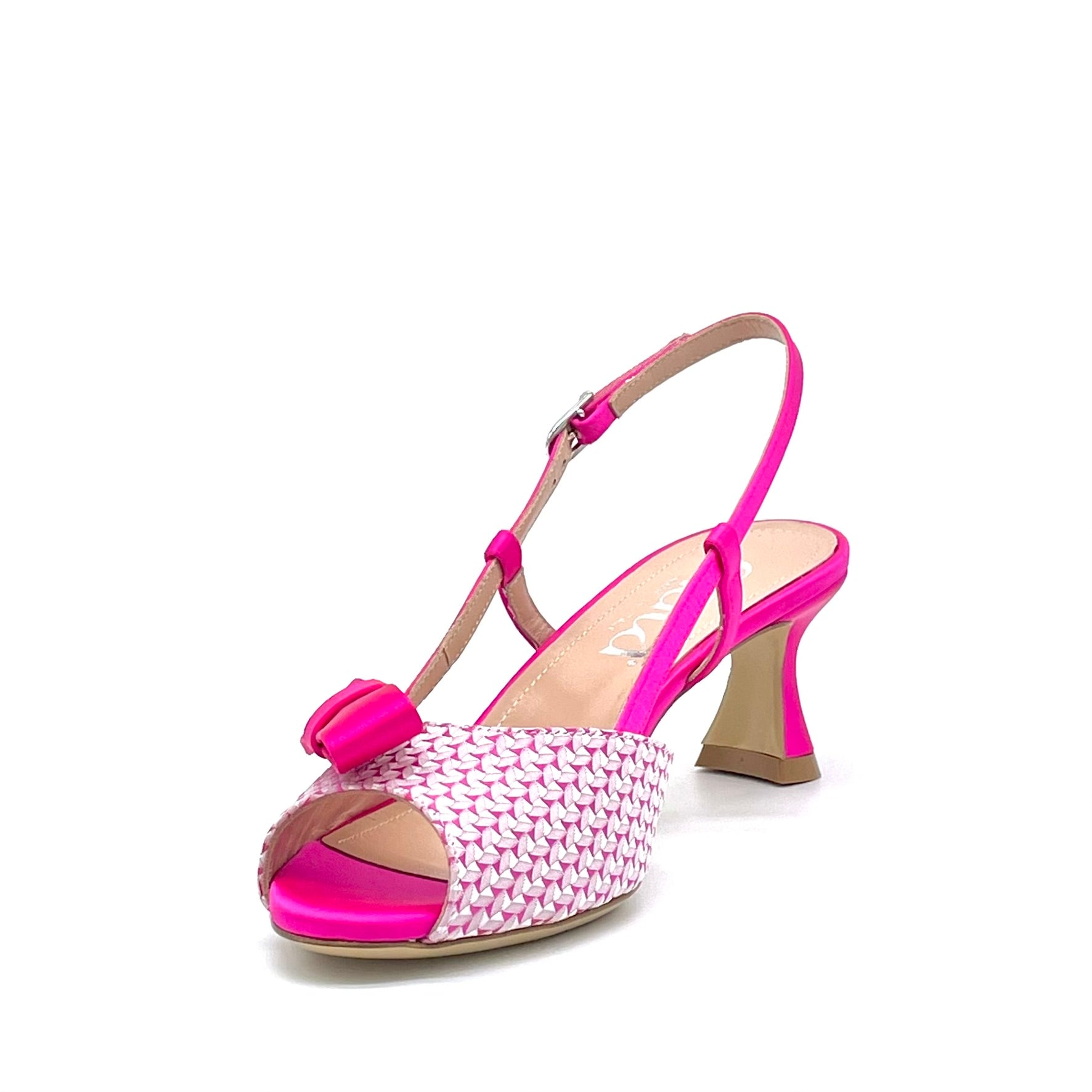 Open toe in raso di seta e tessuto fantasia fucsia – Cod.16101