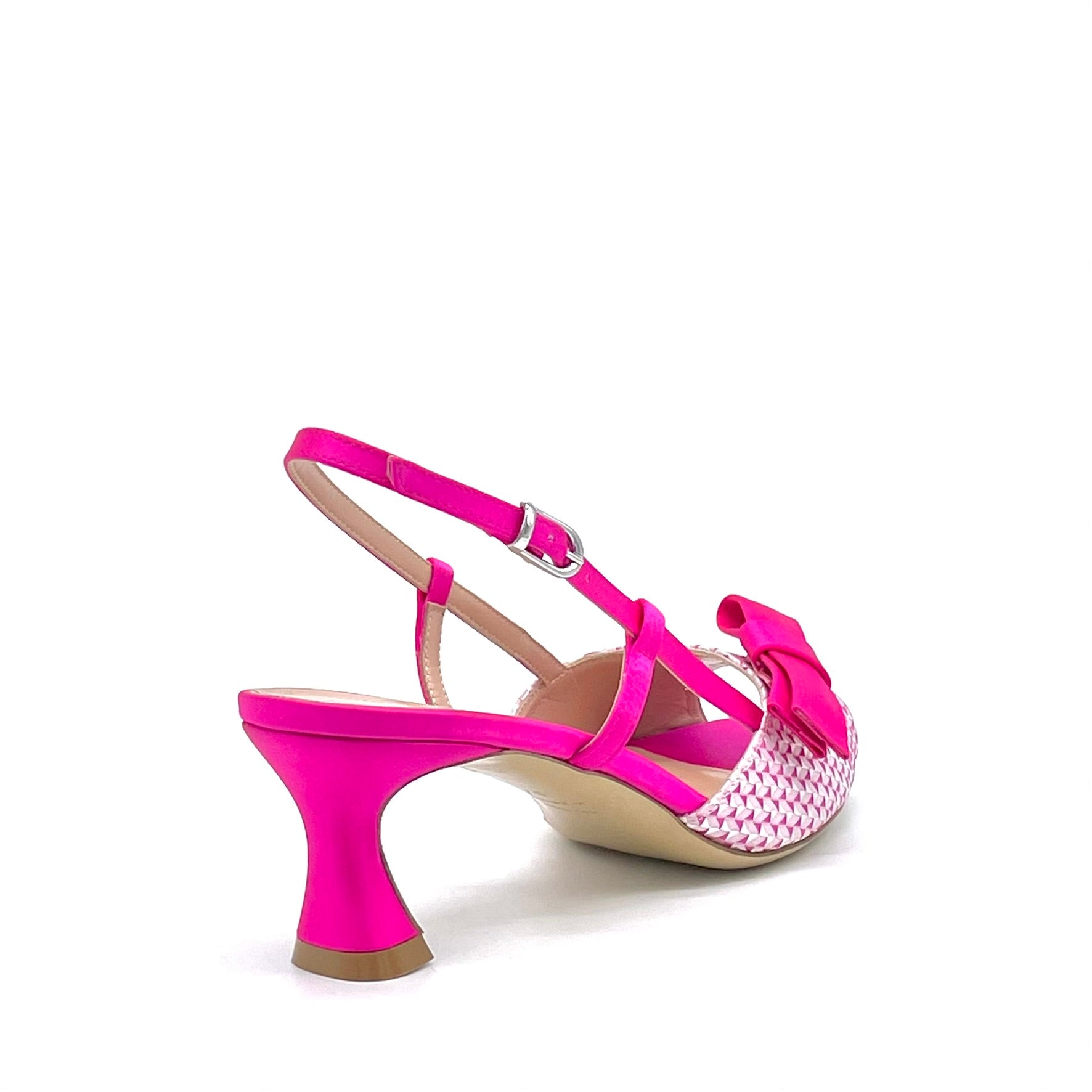 Open toe in raso di seta e tessuto fantasia fucsia – Cod.16101