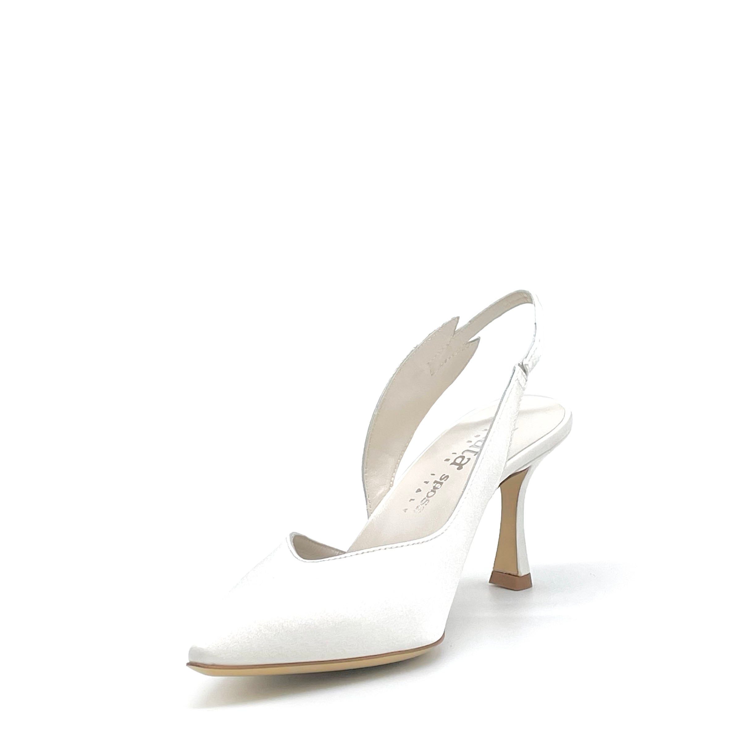 White silk slingback with rhinestones – Cod.S2633