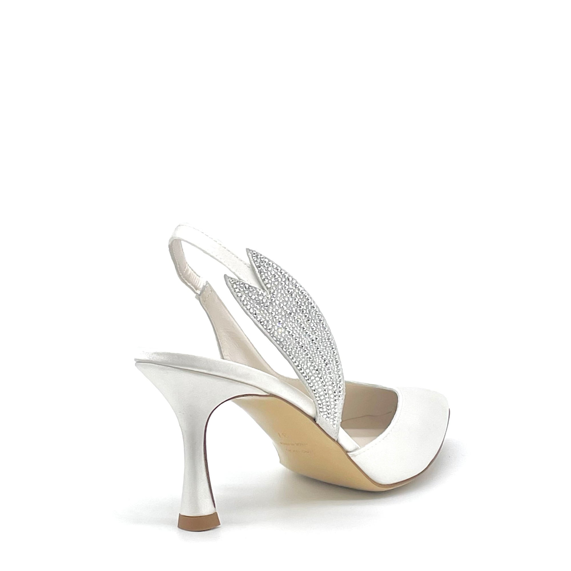 White silk slingback with rhinestones – Cod.S2633