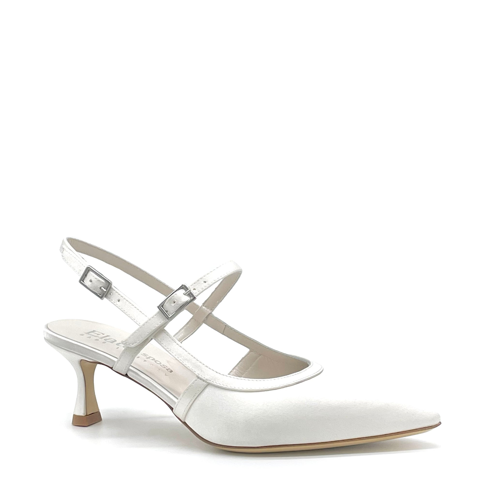 Slingback in raso di seta bianco – Cod. S2635