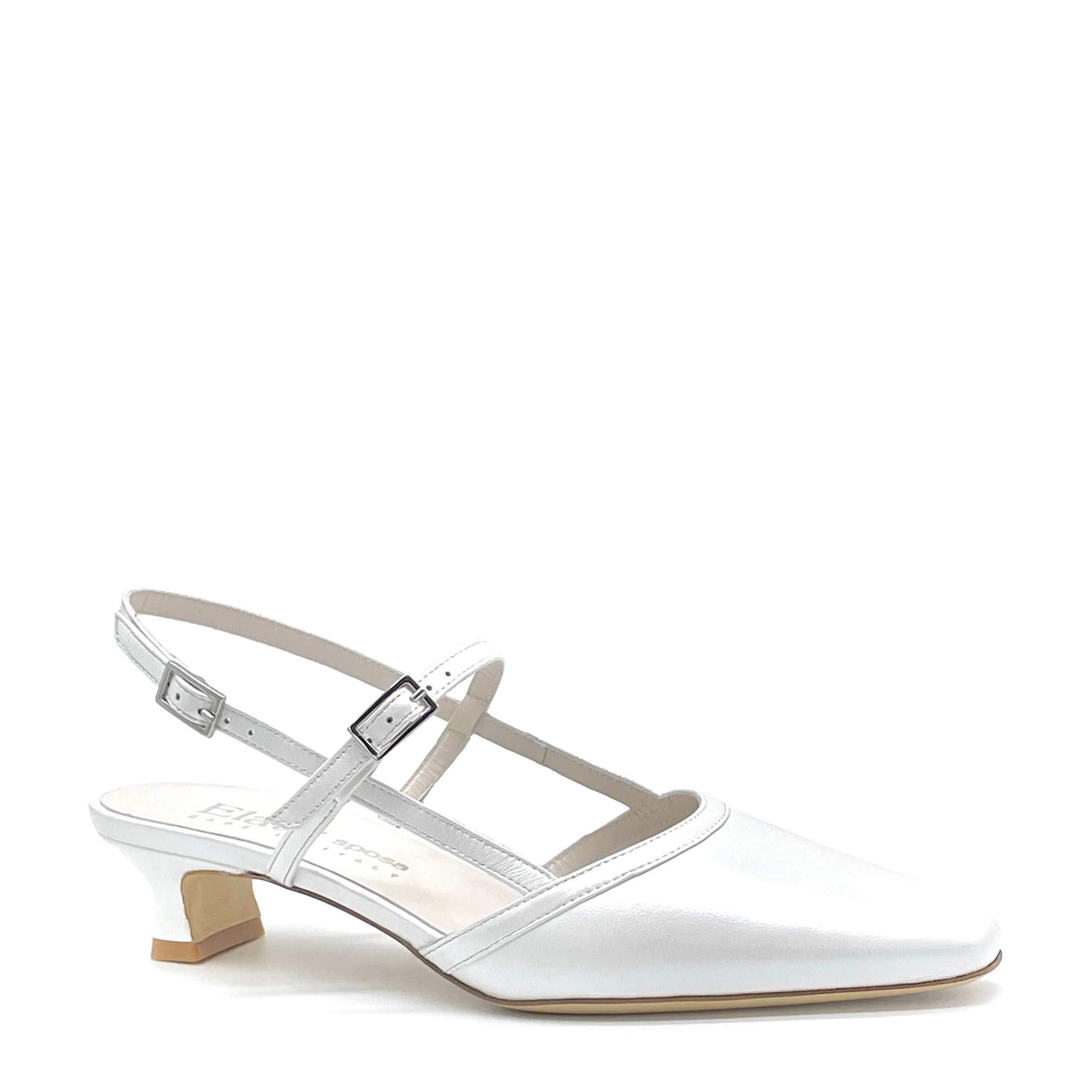 Slingback in pelle perlata bianca – Cod. S2636