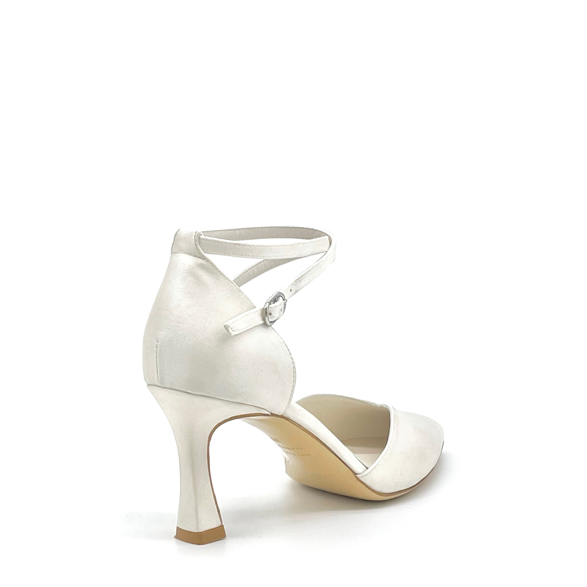 White silk d’orsay with crossed ankle strap – Cod. S2001