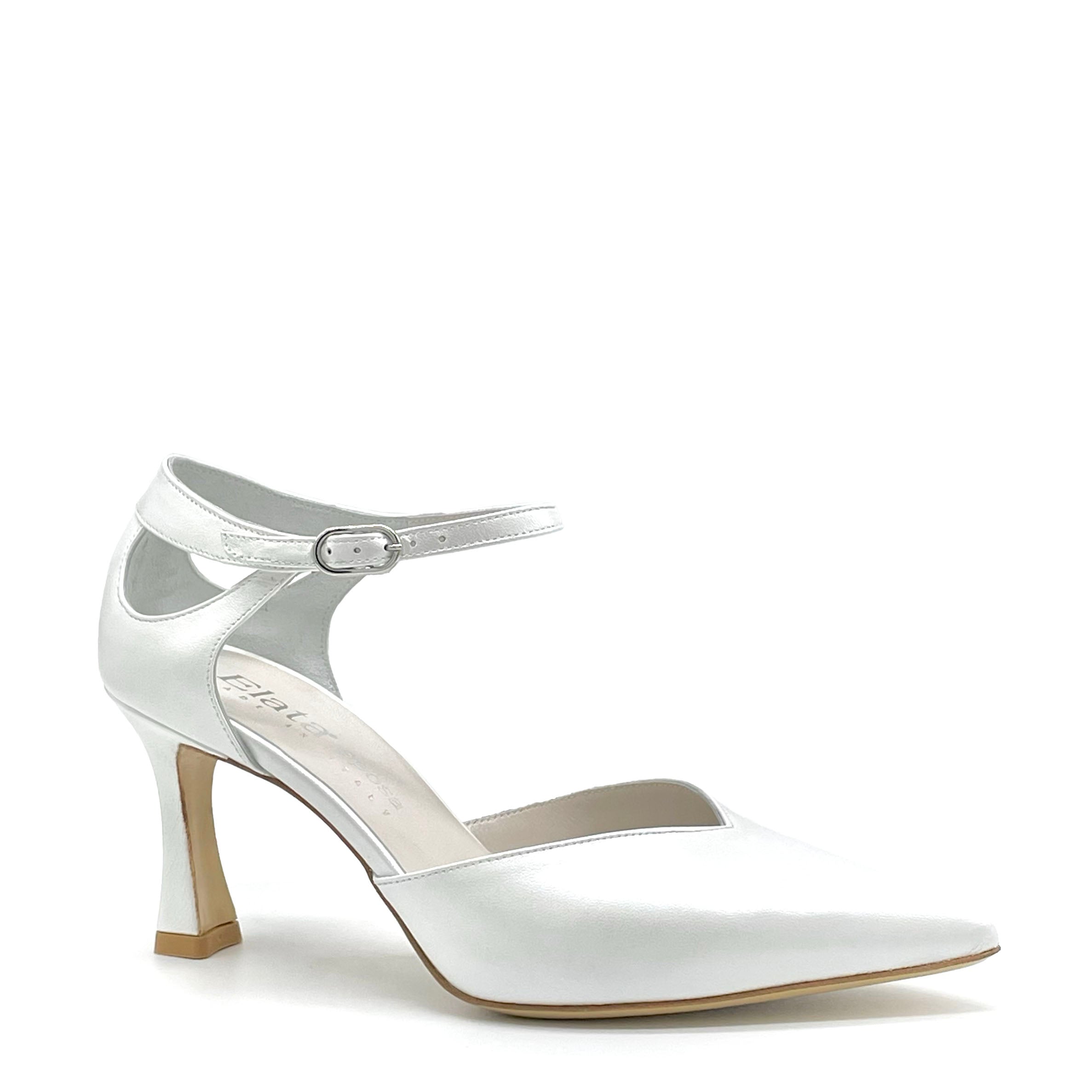 D’orsay in pelle bianca perlata e cinturino alla caviglia – Cod. S2310-10