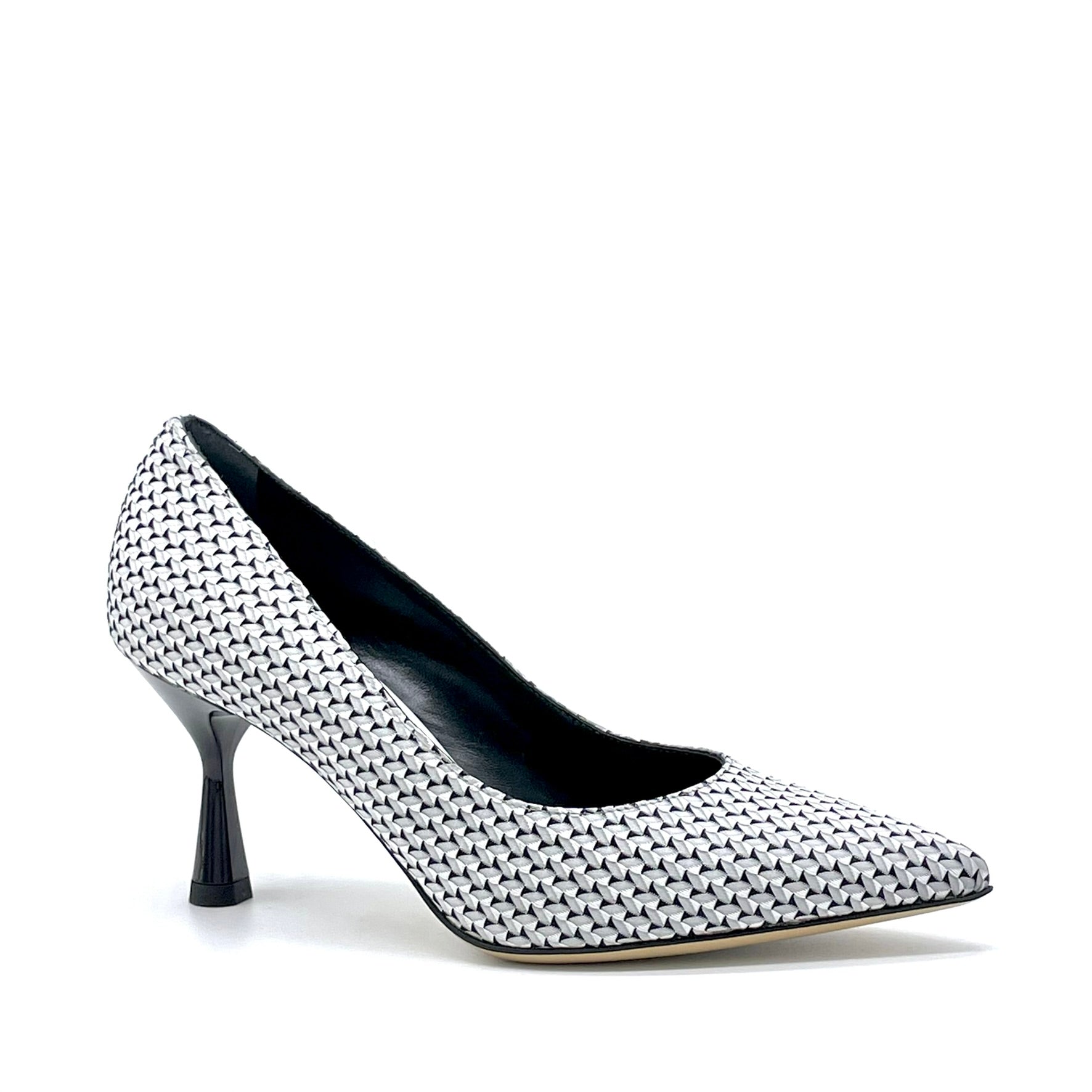 Black and white patterned fabric pump – Cod.16152
