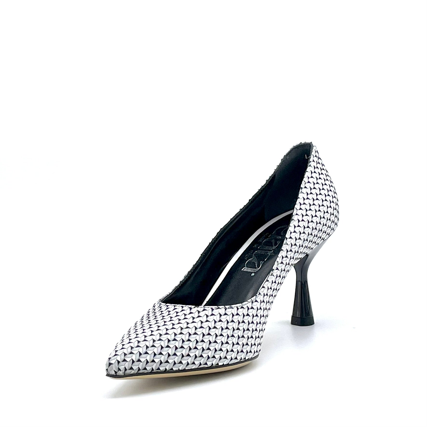 Black and white patterned fabric pump – Cod.16152