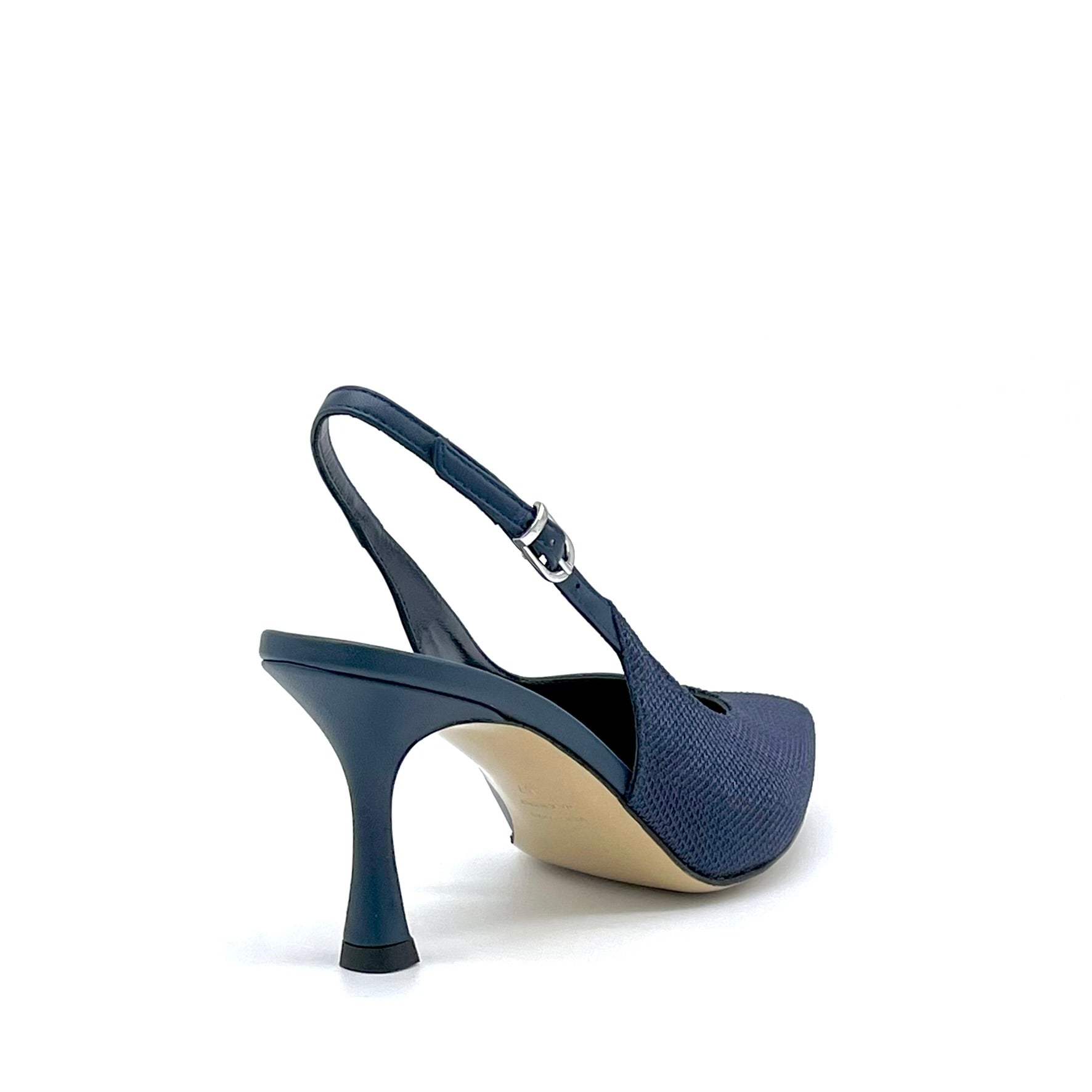 Slingback in tessuto piqué e pelle blu – Cod. 16153