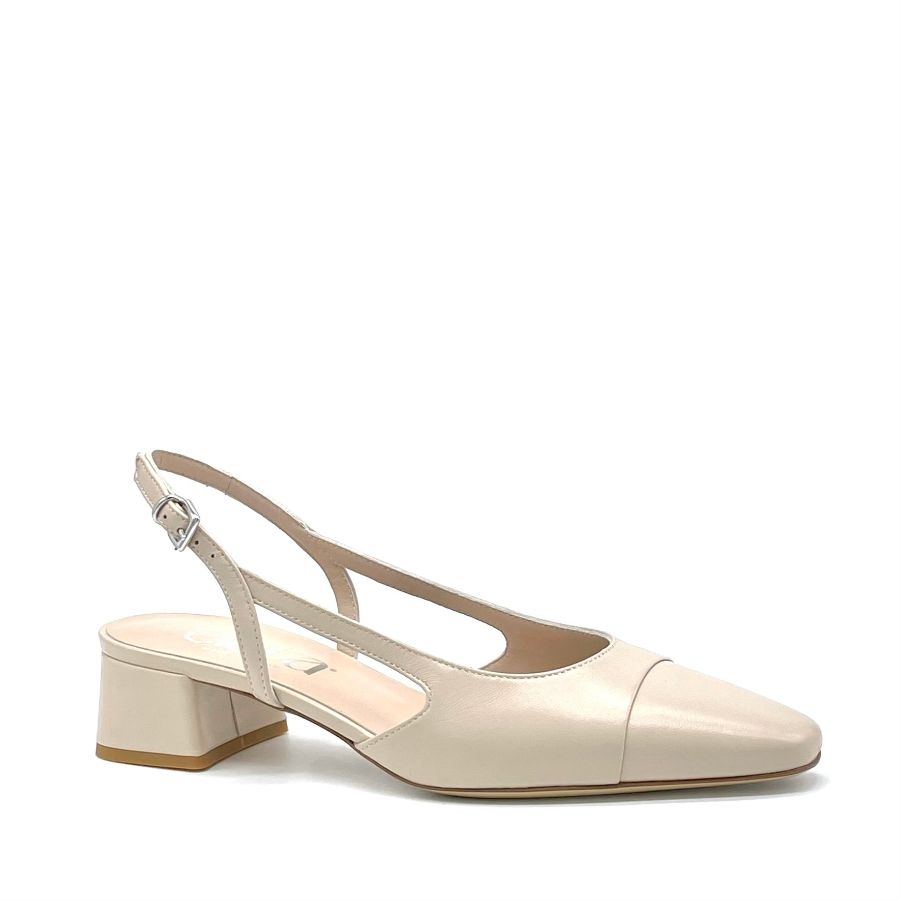 Slingback in pelle color sabbia – Cod. 16164