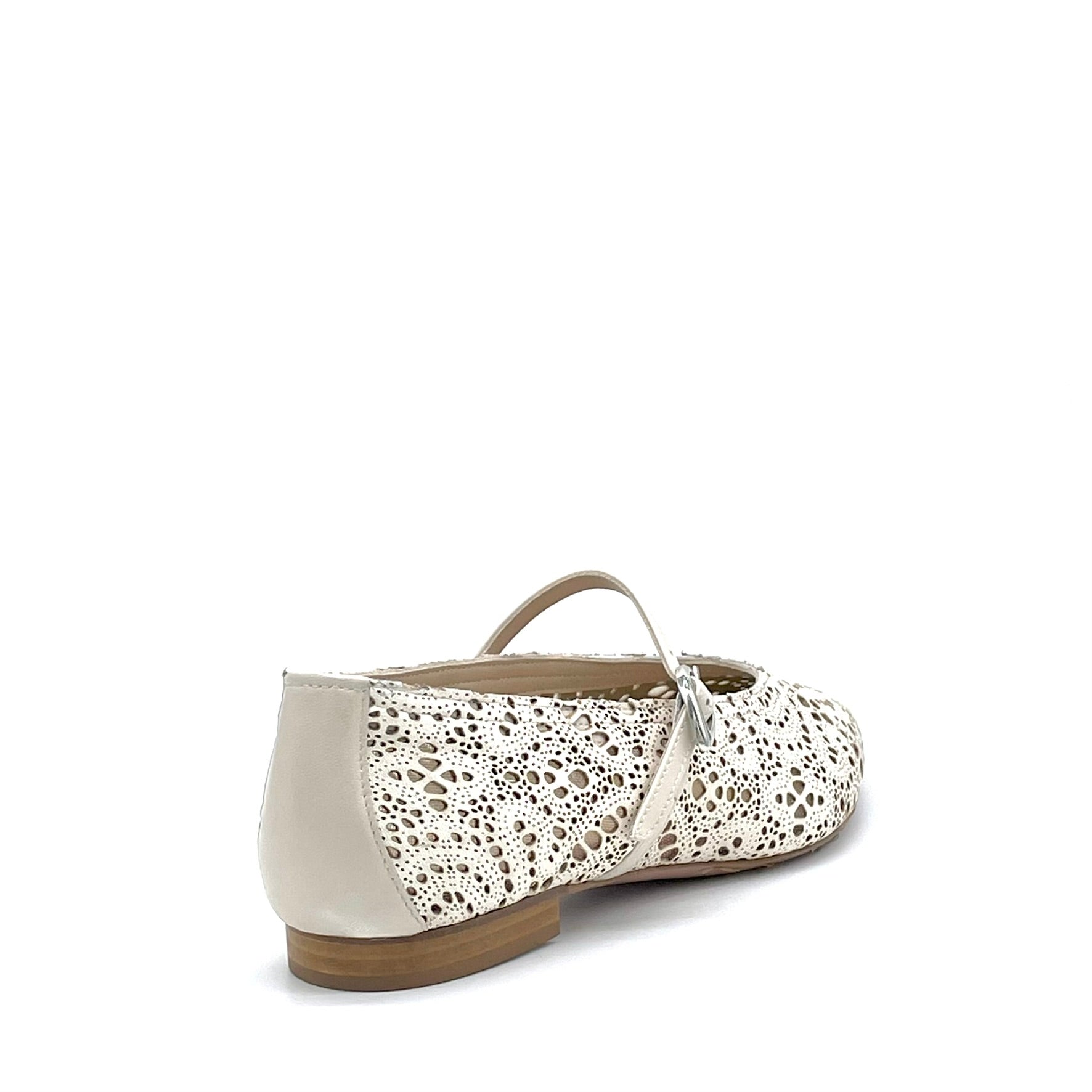 Ballerina in pelle laserata bianca e rete con inserto in pelle bianca  - Cod 26207