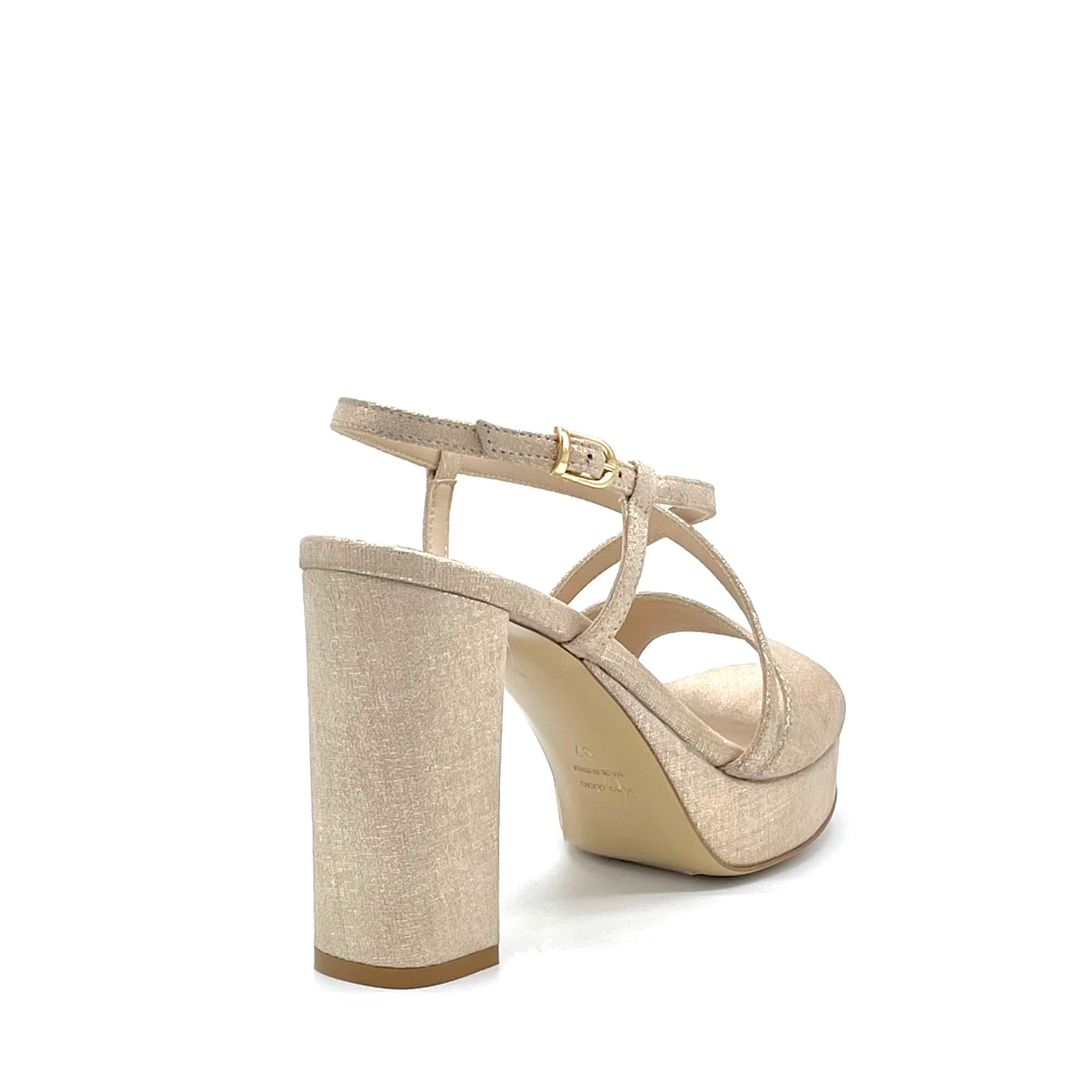 Sandalo in camoscio laminato color champagne – Cod 16126