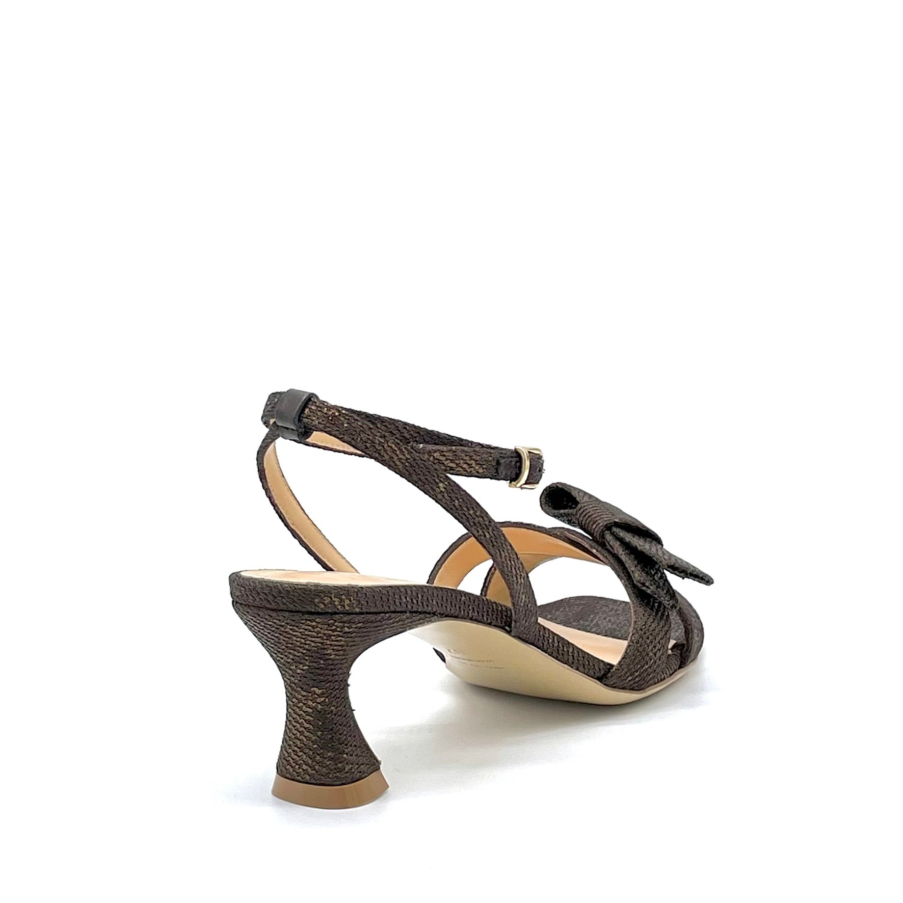 Sandalo in tessuto laminato marrone – Cod. 16110