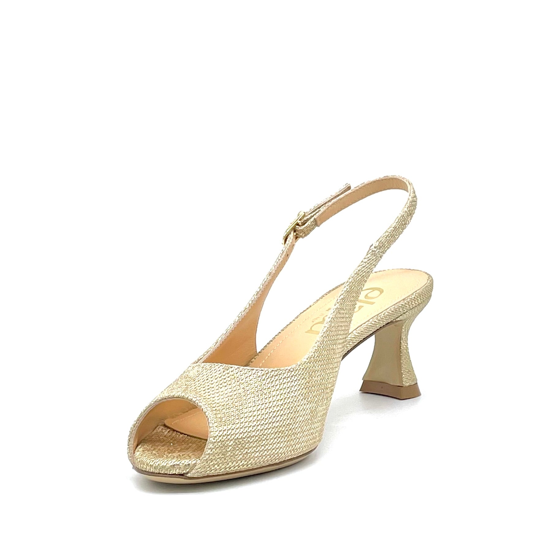 Open toe in tessuto laminato oro – Cod. 16105