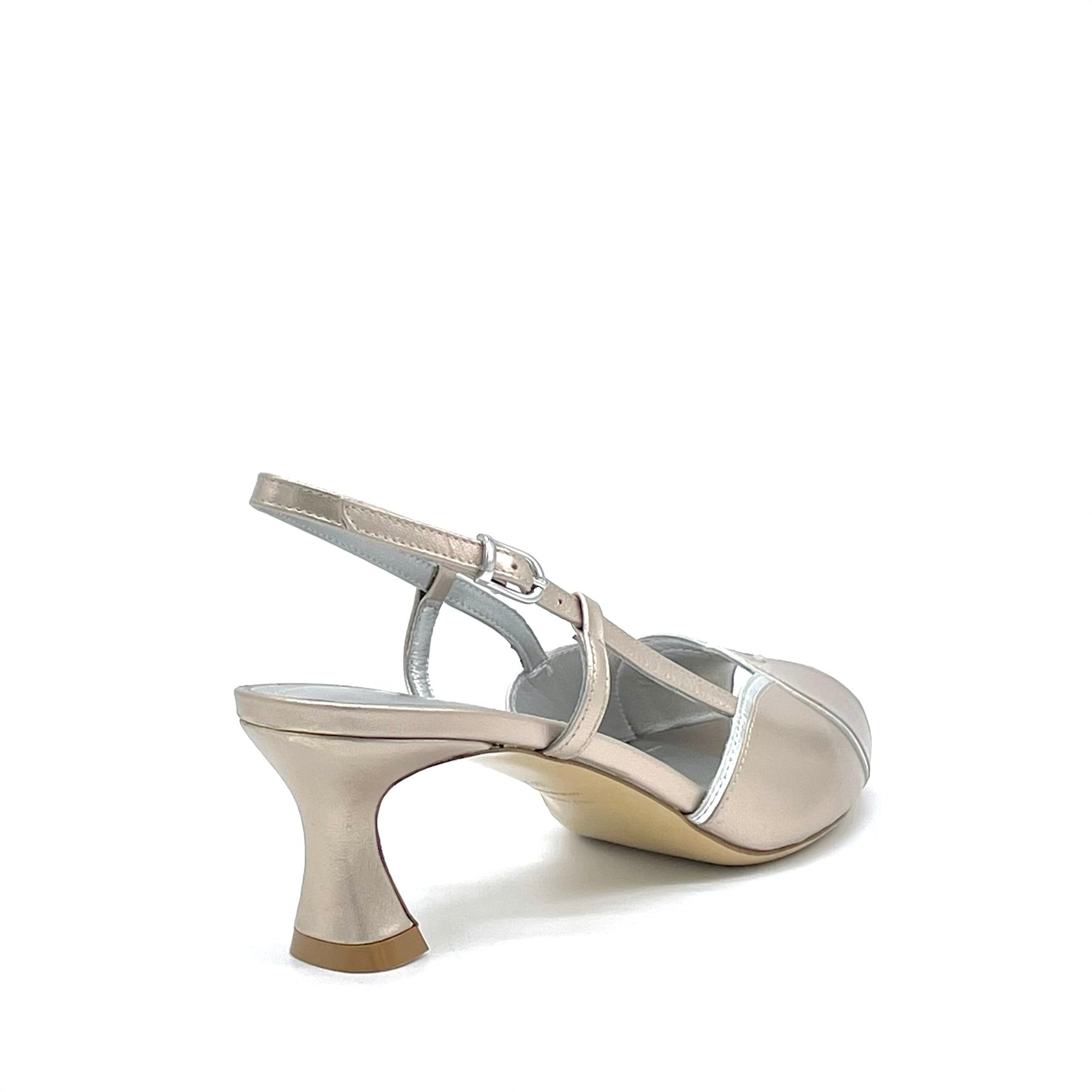 Open toe in  pelle laminata argento e ostrica– Cod. 16102