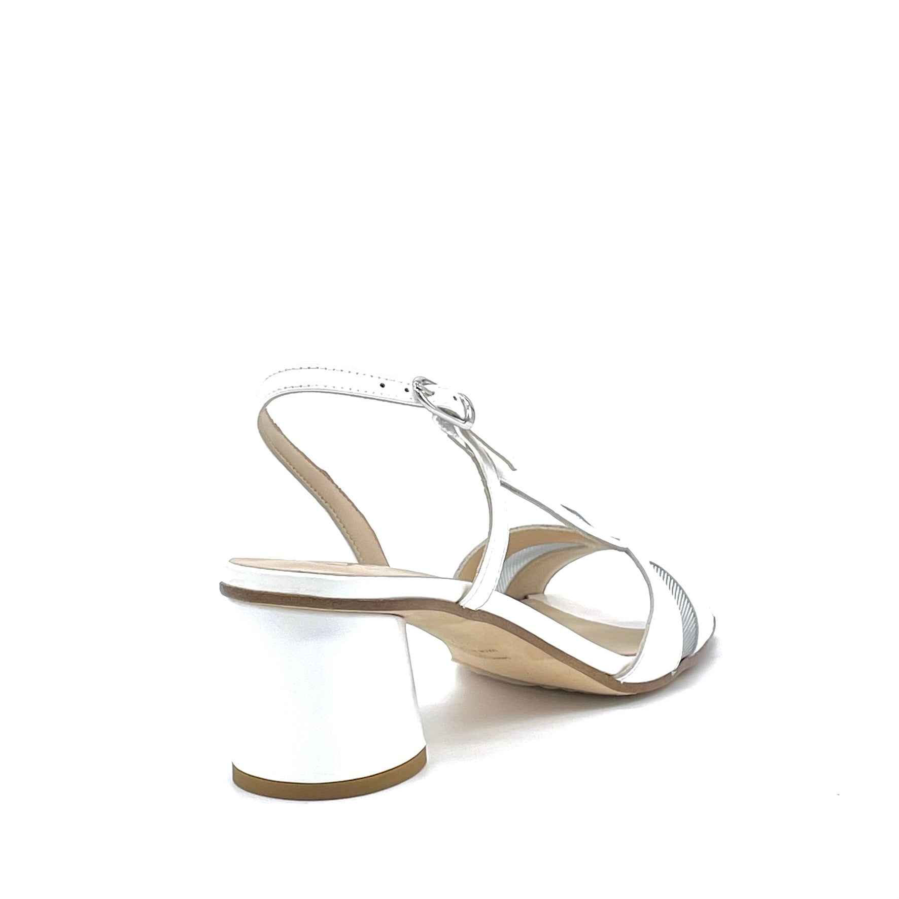 Sandalo in vernice bianca con inserti di rete – Cod.16134