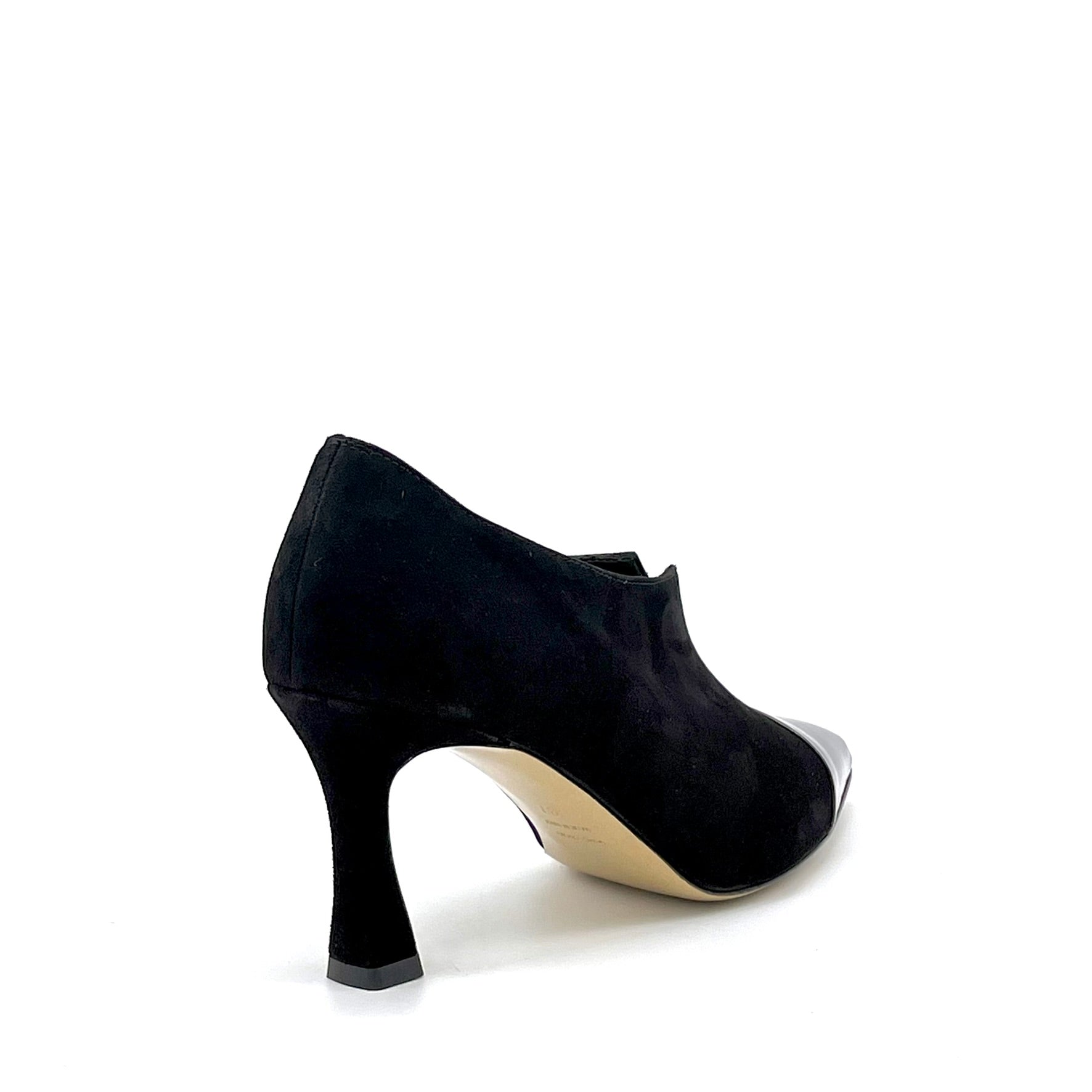 Black suede and horn-effect patent pump – Cod.56504