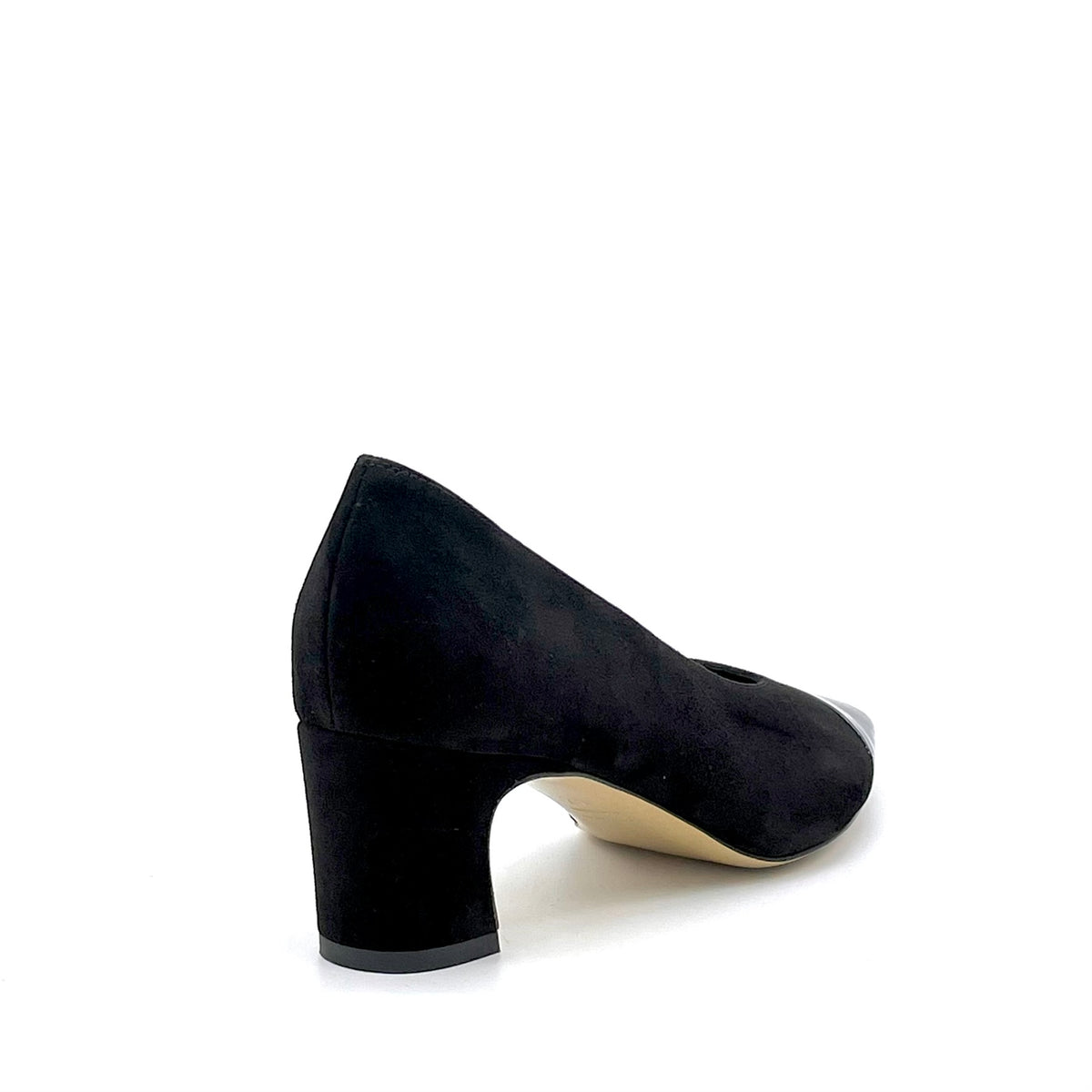 Décolleté in camoscio nero e vernice effetto tartarugato – Cod. 56516