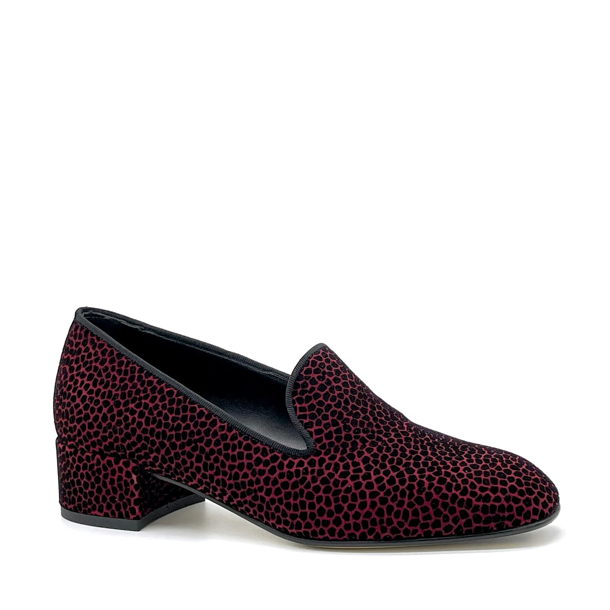 Mocassino in camoscio stampato nero e bordeaux – Cod. 56528