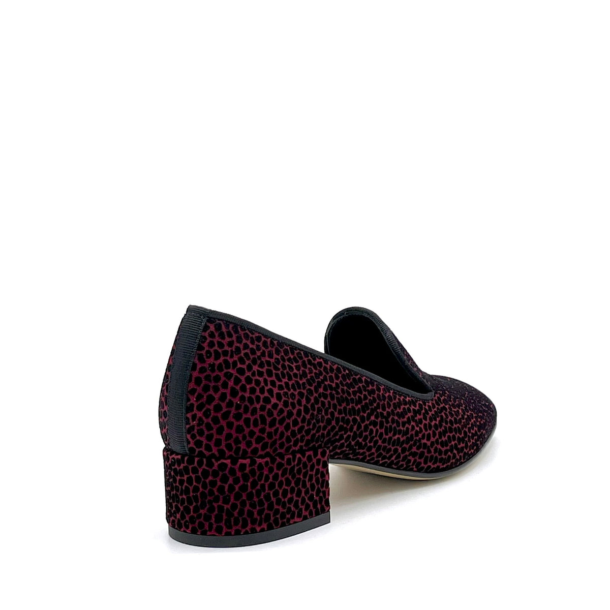 Mocassino in camoscio stampato nero e bordeaux – Cod. 56528