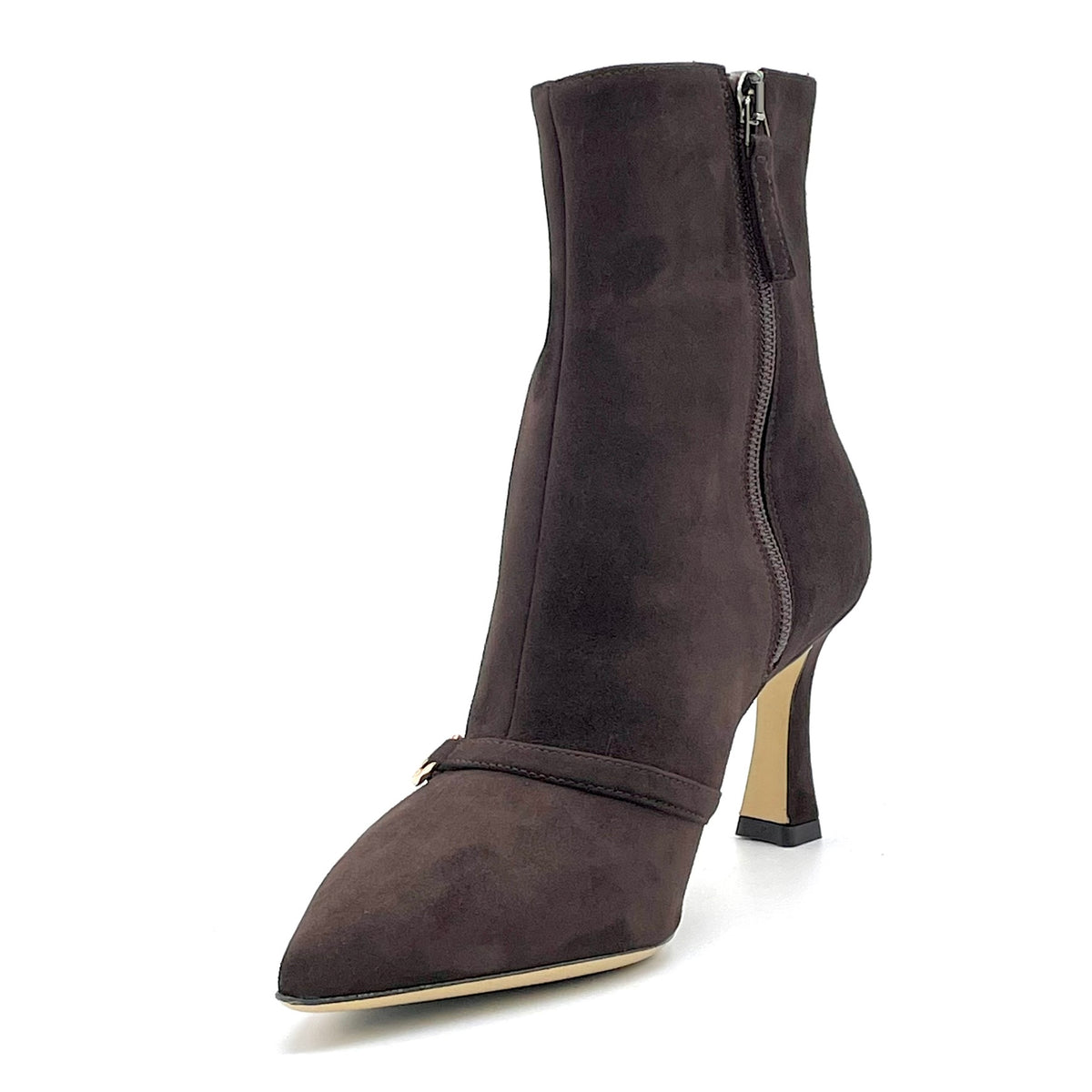 Brown suede ankleboots and gold accessory – Cod.56533