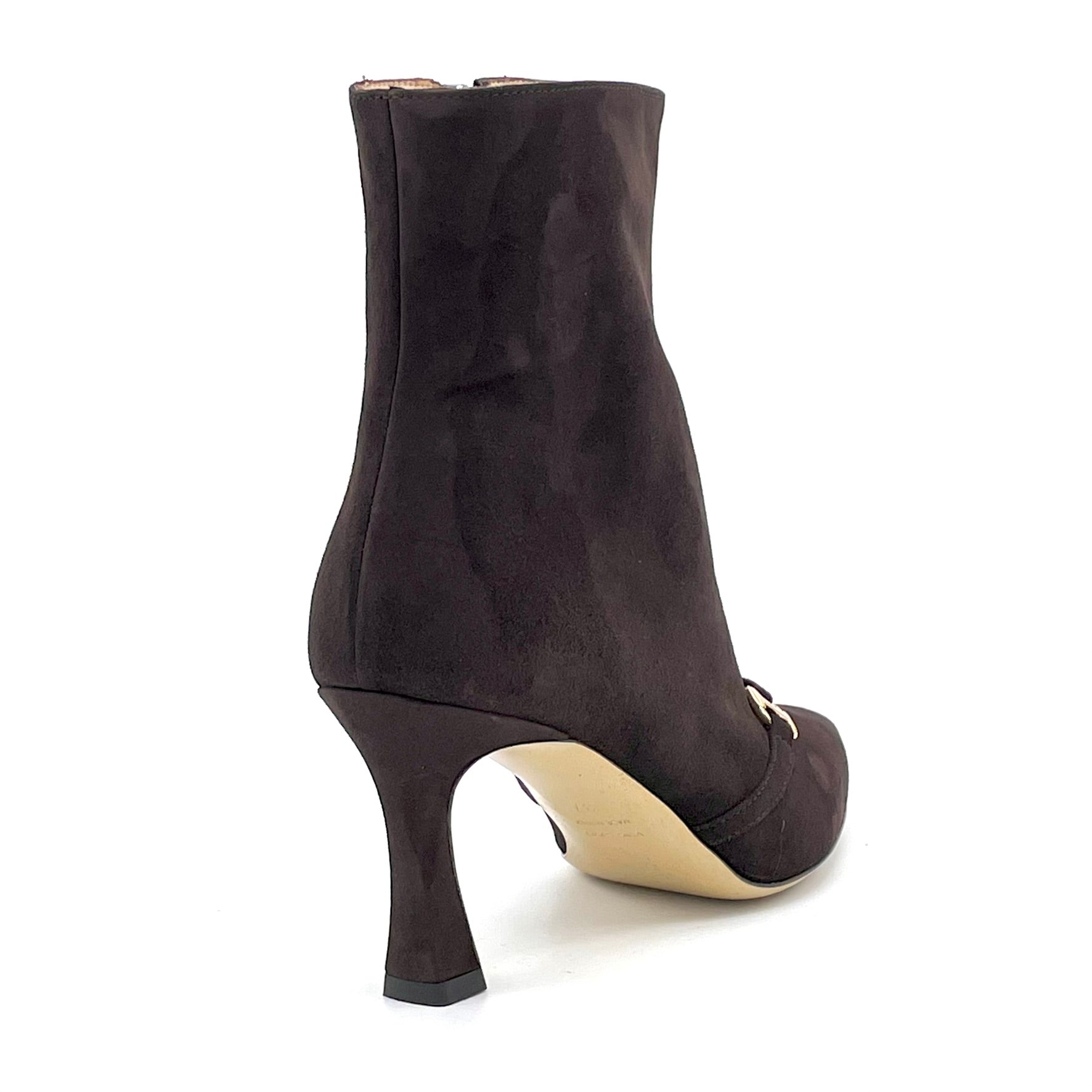 Brown suede ankleboots and gold accessory – Cod.56533
