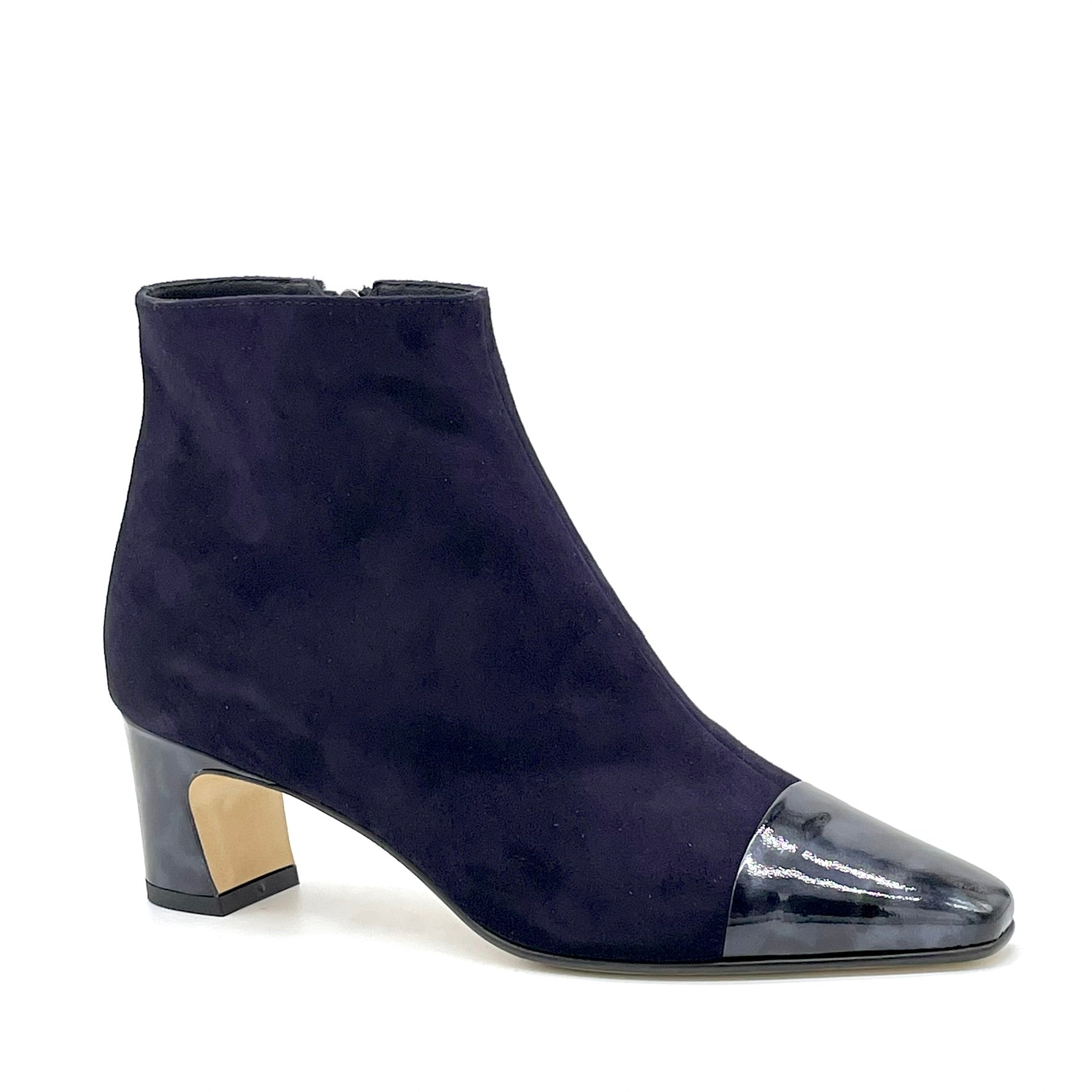 Stivaletto in camoscio blu e vernice effetto tartarugato – Cod. 56539