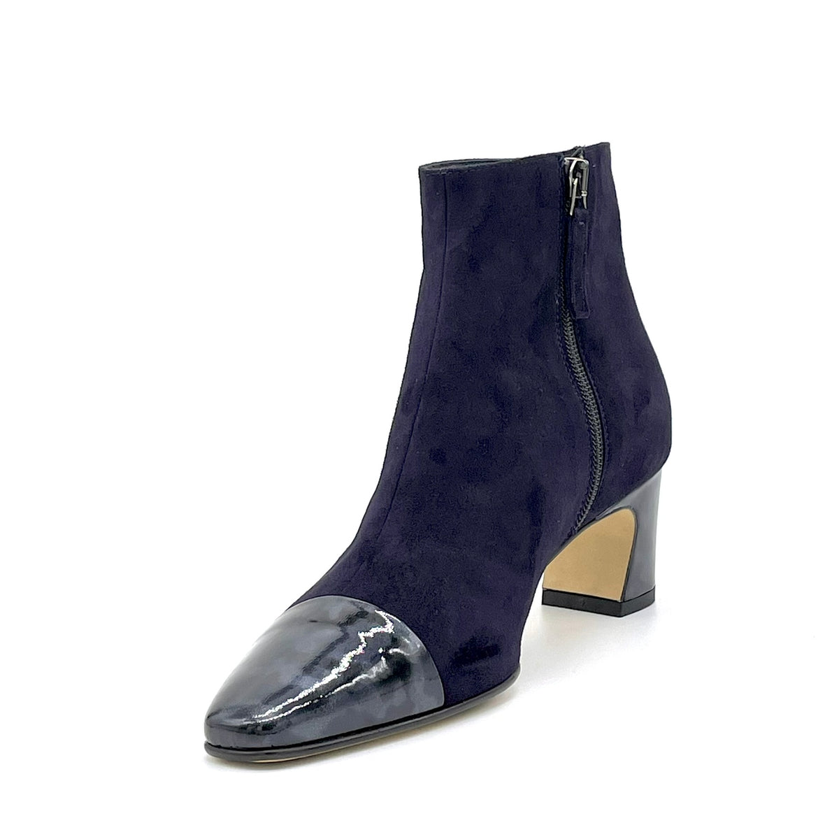Stivaletto in camoscio blu e vernice effetto tartarugato – Cod. 56539