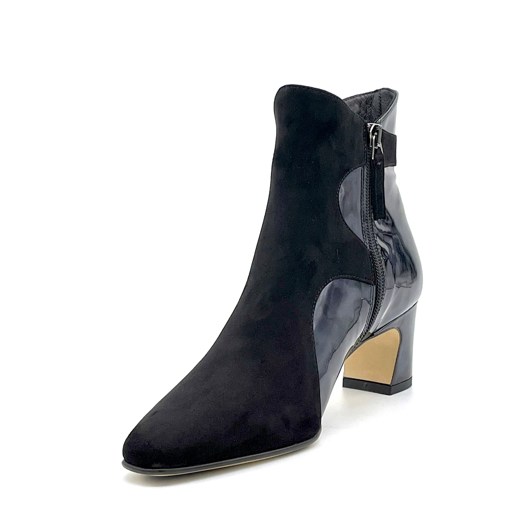Stivaletto in camoscio blu e vernice effetto tartarugato – Cod. 56540