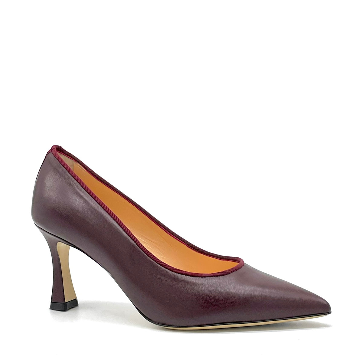 Burgundy leather and grosgrain ribbon pump – Cod.56501-1