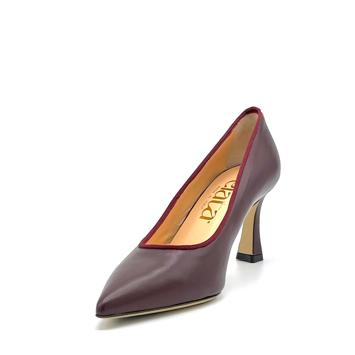 Burgundy leather and grosgrain ribbon pump – Cod.56501-1