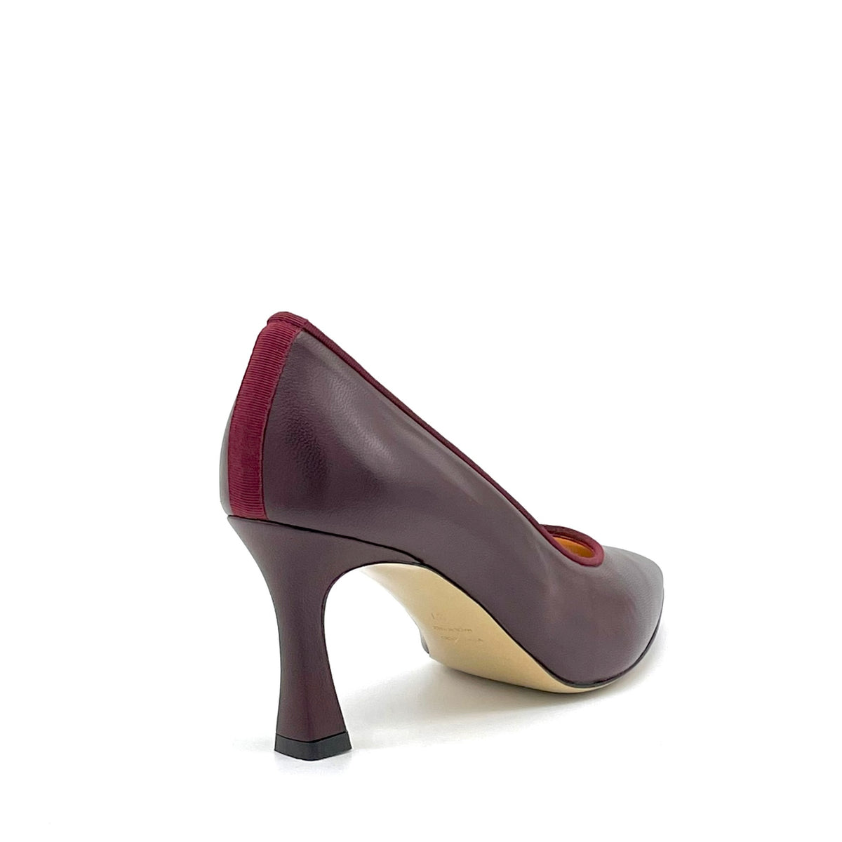 Burgundy leather and grosgrain ribbon pump – Cod.56501-1