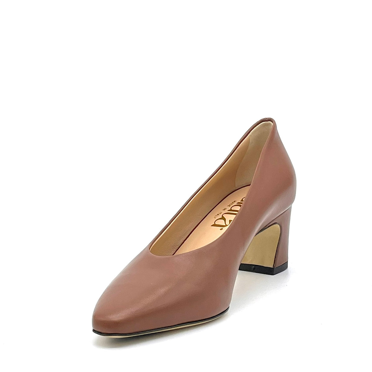 Décolleté in pelle color cognac – Cod. 56515