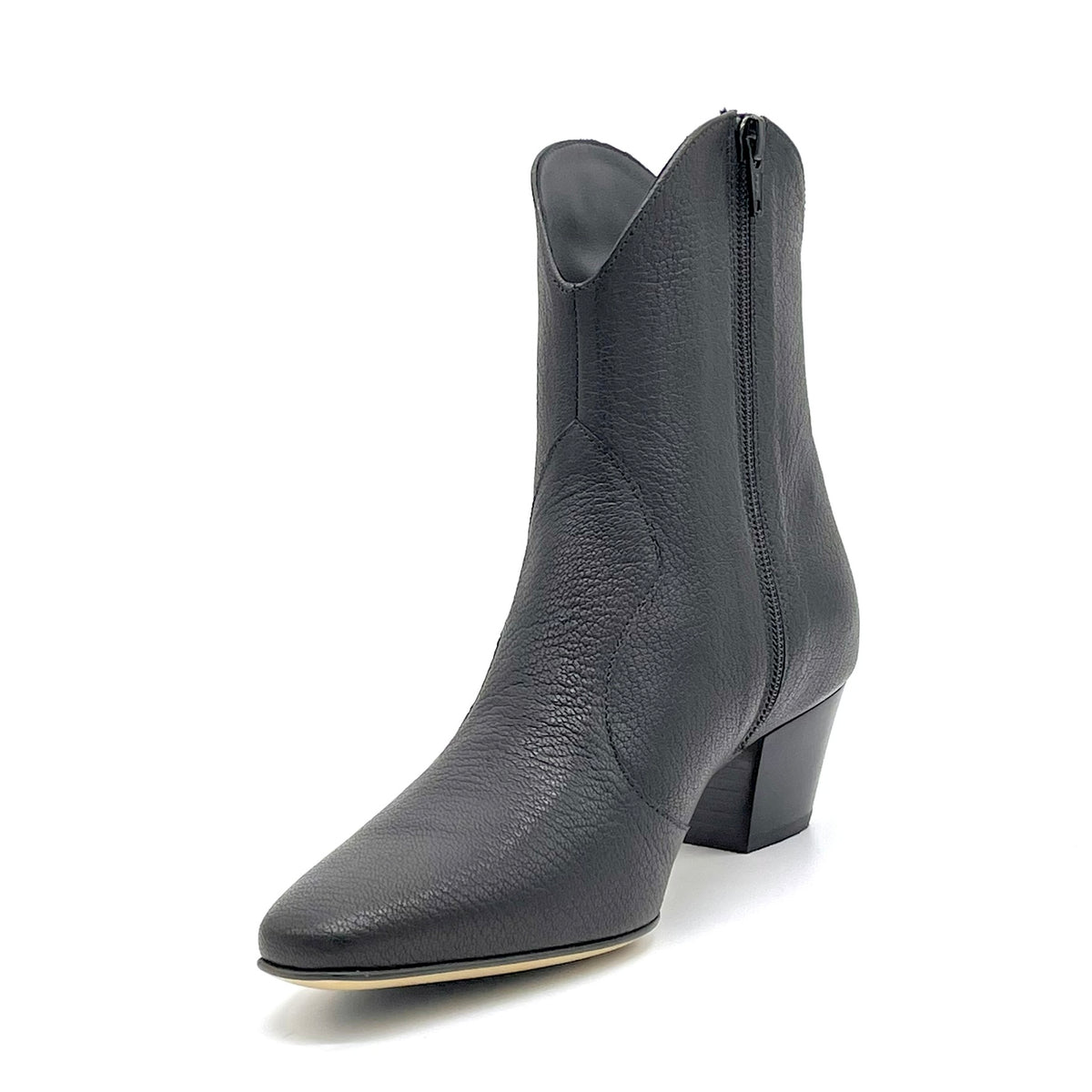 Black leather texan ankleboots – Cod. 56538