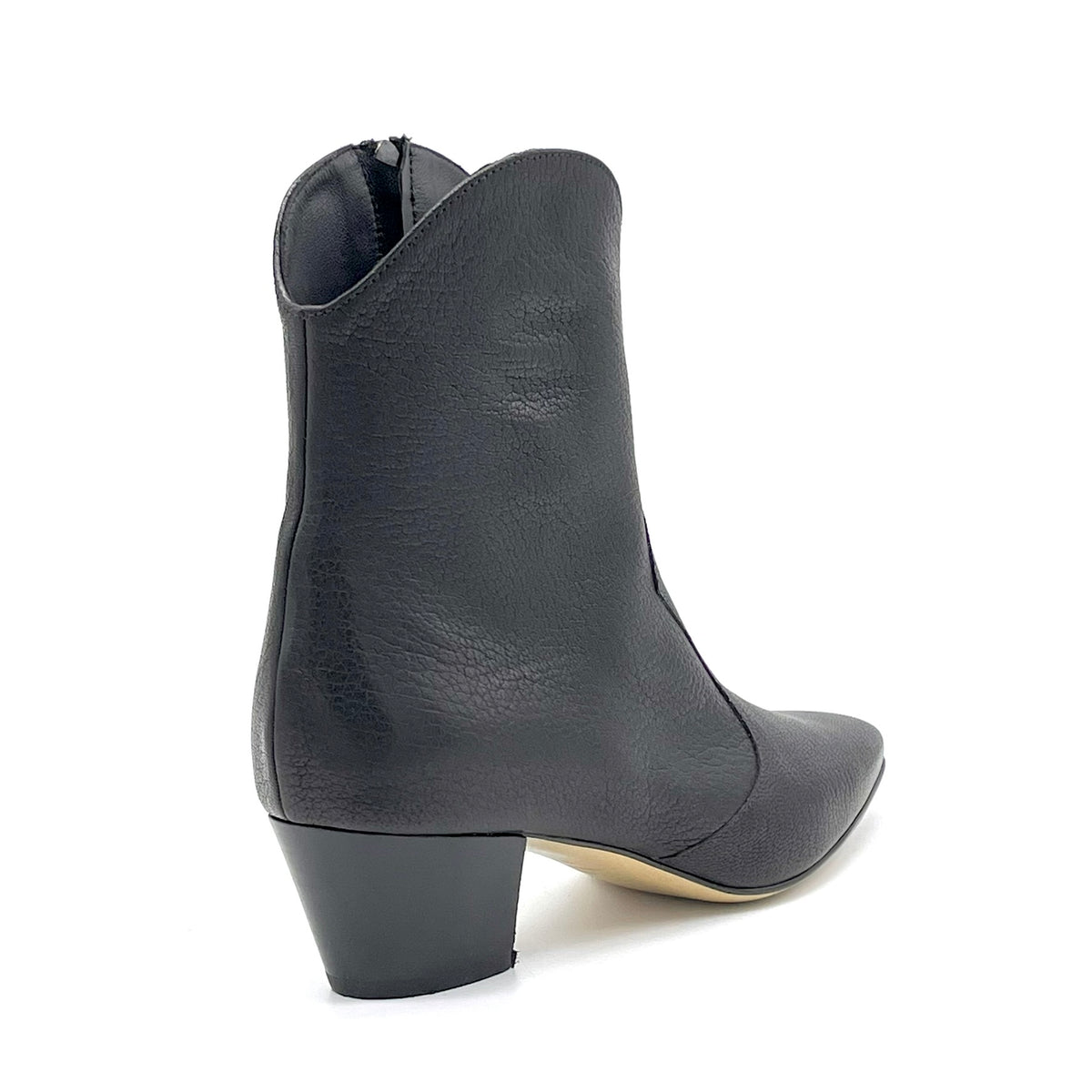 Black leather texan ankleboots – Cod. 56538