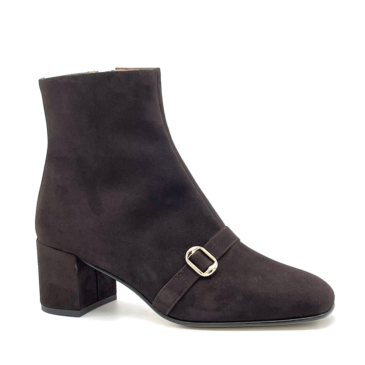 Stivaletto in camoscio marrone e fibbia dorata – Cod. 56543